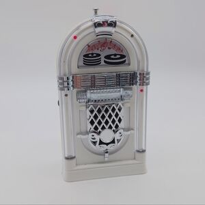 Vintage Panashiba AM FM Tombstone Radio Silver and White Jukebox